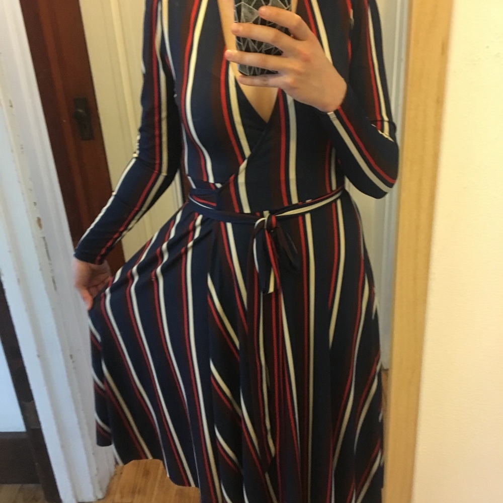NWT Zara striped wrap midi dress, size M